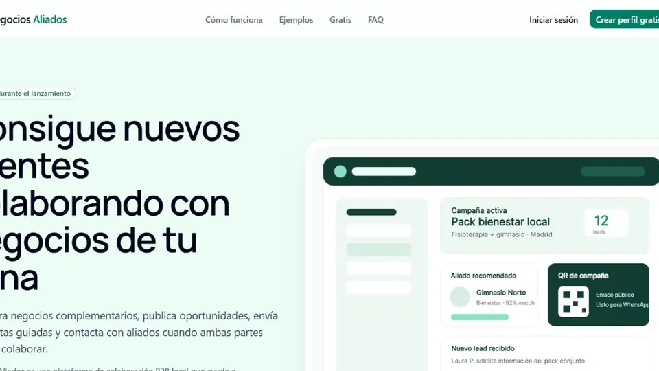 Página de inicio de Negocios Aliados